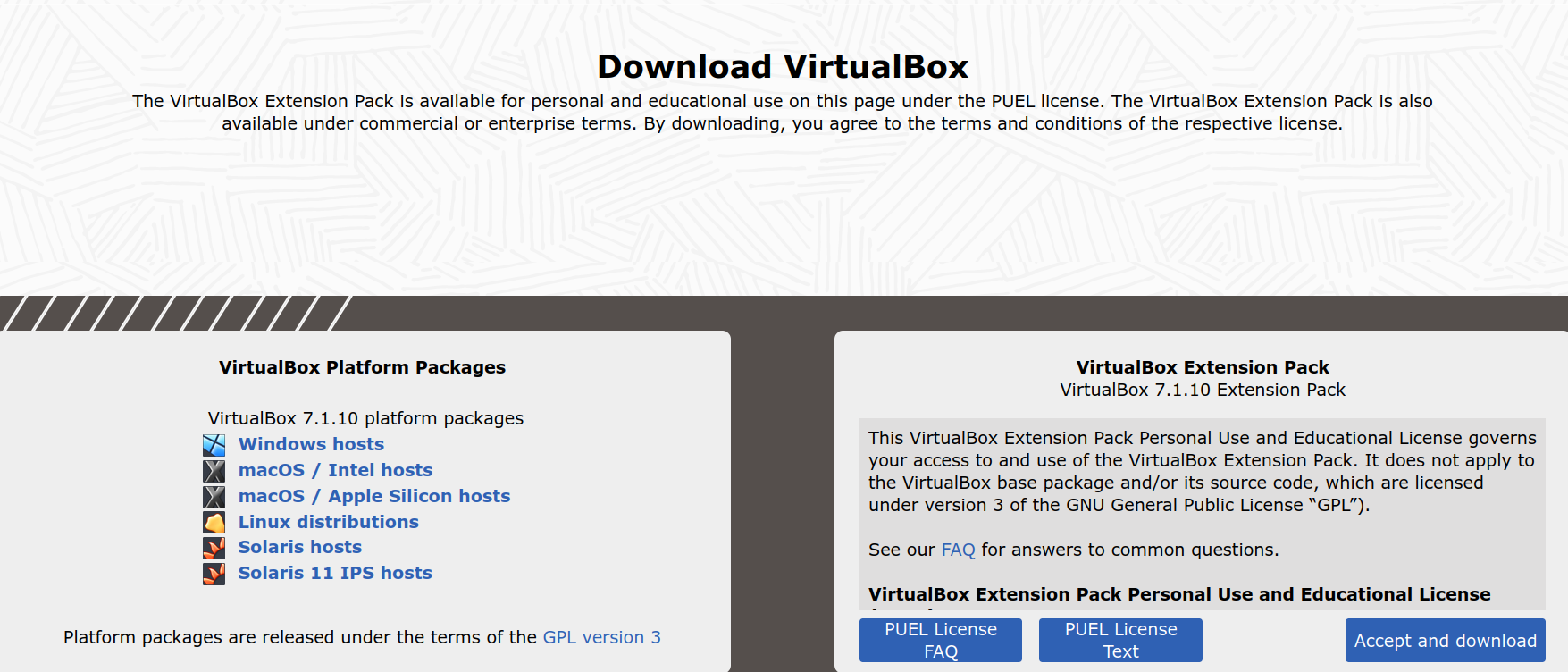 Página web Oracle VM